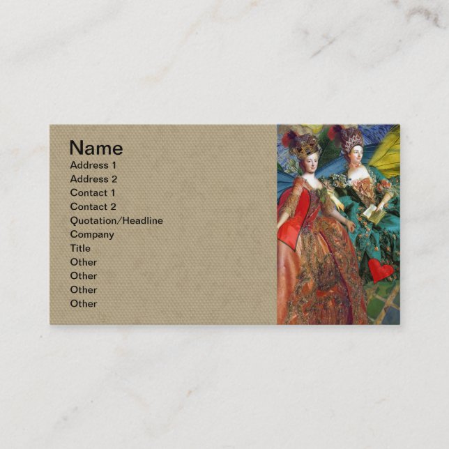 Classic Gothic Gemini Whimsical Butterfly Woman Business Card (Front)