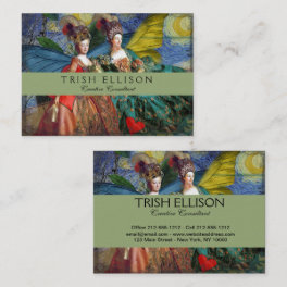 Classic Gothic Gemini Whimsical Butterfly Woman Business Card