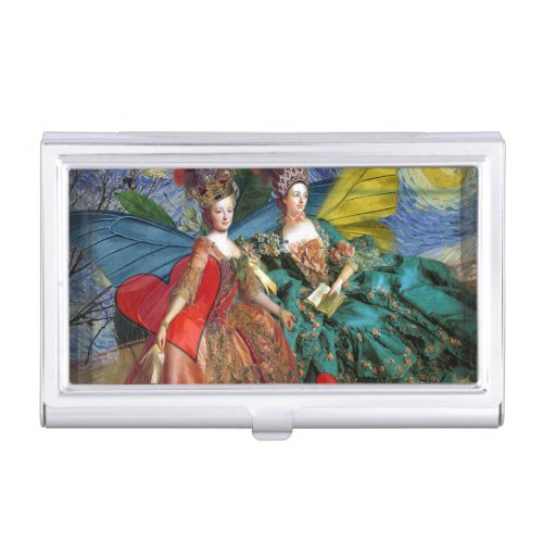 Classic Gothic Gemini Whimsical Butterfly Woman Business Card Case
