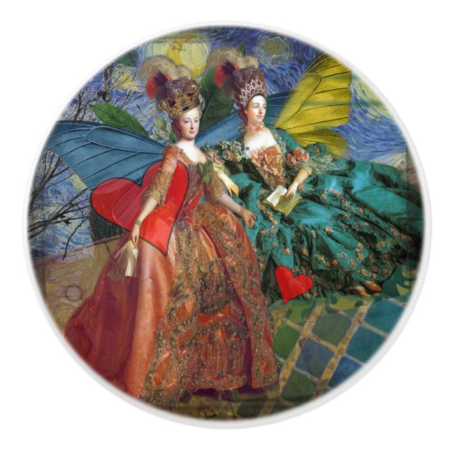 Classic Gothic Gemini Whimsical Butterfly Woman Ceramic Knob (Front)