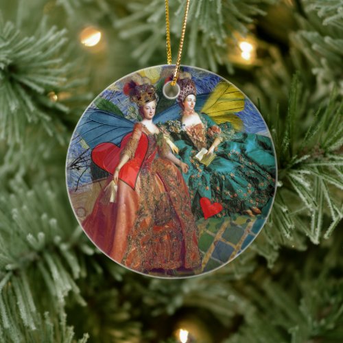 Classic Gothic Gemini Whimsical Butterfly Woman Ceramic Ornament