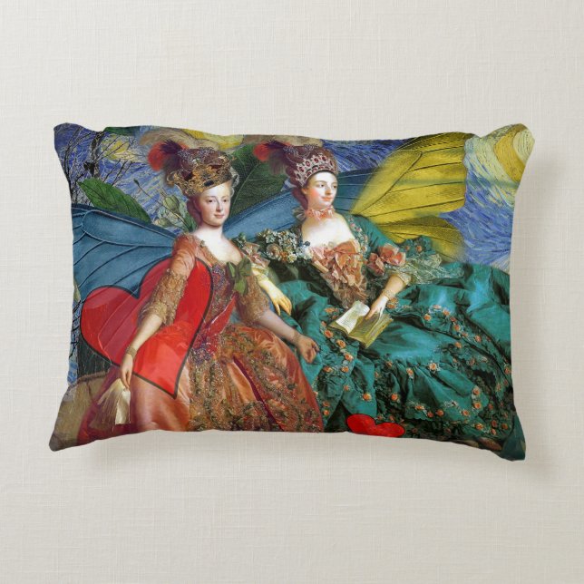 Classic Gothic Gemini Whimsical Butterfly Woman Decorative Pillow (Back)