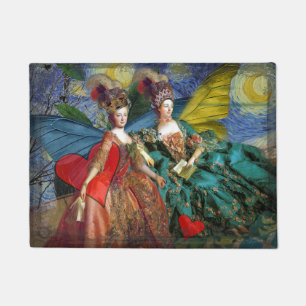 Classic Gothic Gemini Whimsical Butterfly Woman Doormat
