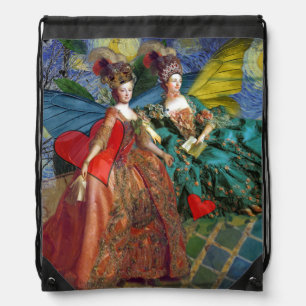 Classic Gothic Gemini Whimsical Butterfly Woman Drawstring Bag