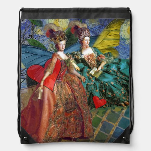 Classic Gothic Gemini Whimsical Butterfly Woman Drawstring Bag