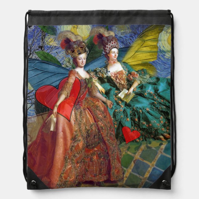 Classic Gothic Gemini Whimsical Butterfly Woman Drawstring Bag (Front)