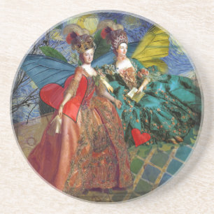 Classic Gothic Gemini Whimsical Butterfly Woman Drink Coaster