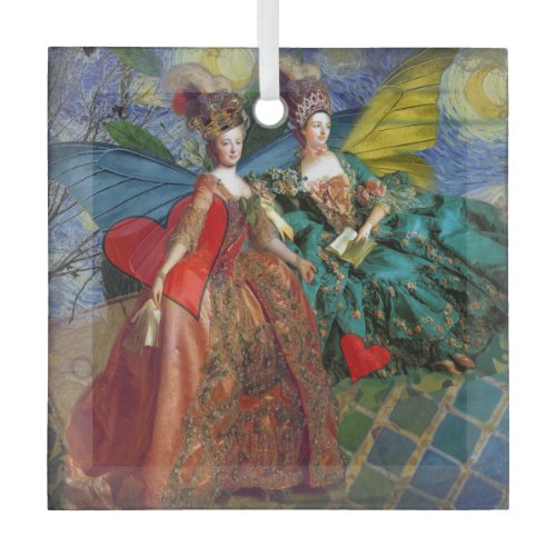 Classic Gothic Gemini Whimsical Butterfly Woman Glass Ornament
