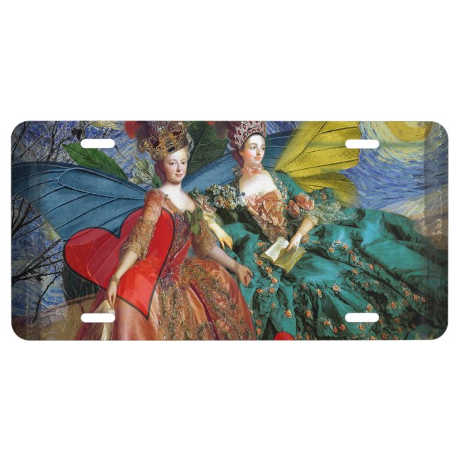 Classic Gothic Gemini Whimsical Butterfly Woman License Plate (Front)