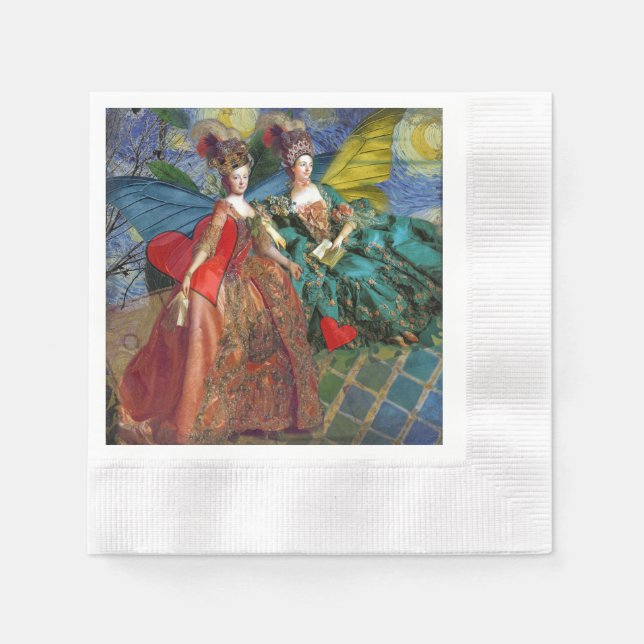 Classic Gothic Gemini Whimsical Butterfly Woman Napkins (Front)