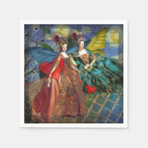 Classic Gothic Gemini Whimsical Butterfly Woman Paper Napkins