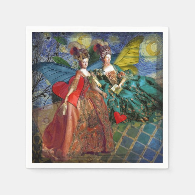 Classic Gothic Gemini Whimsical Butterfly Woman Paper Napkins (Front)