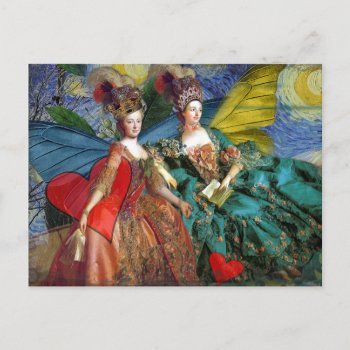 Classic Gothic Gemini Whimsical Butterfly Woman Postcard by antiqueart at Zazzle