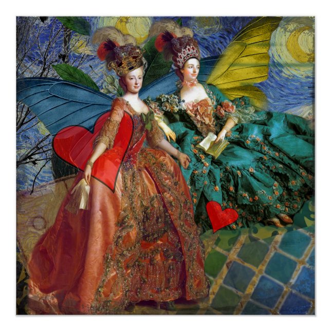 Classic Gothic Gemini Whimsical Butterfly Woman Poster (Front)