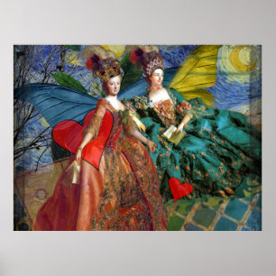 Classic Gothic Gemini Whimsical Butterfly Woman Poster