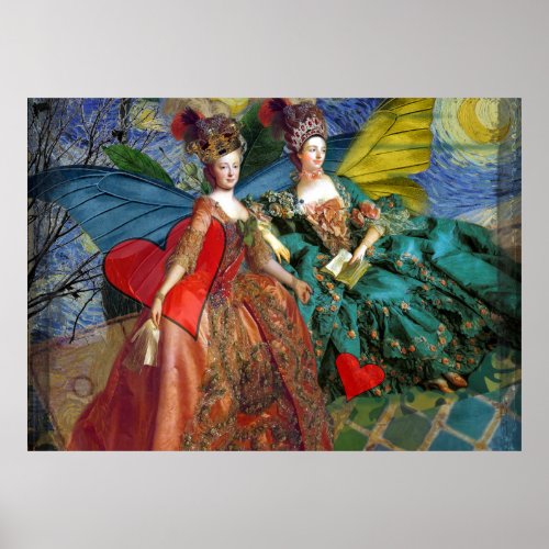 Classic Gothic Gemini Whimsical Butterfly Woman Poster