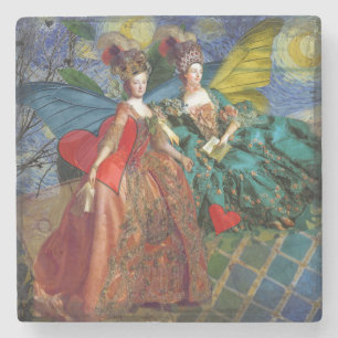 Classic Gothic Gemini Whimsical Butterfly Woman Stone Coaster