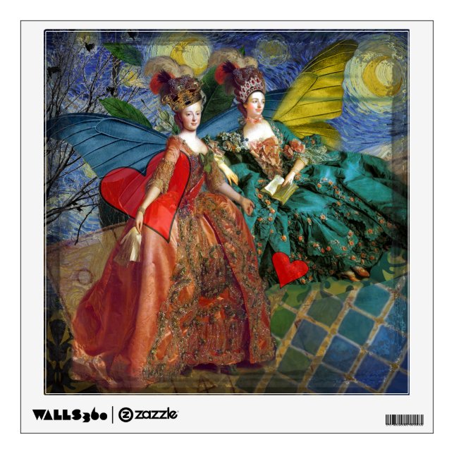 Classic Gothic Gemini Whimsical Butterfly Woman Wall Decal (Front)