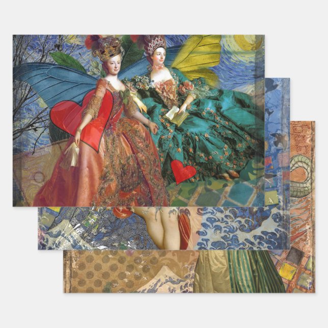 Classic Gothic Gemini Whimsical Butterfly Woman Wrapping Paper Sheets (Set)