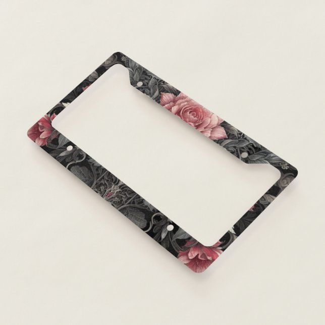 Classic Gothic Rose Fine Art Botanical Painting License Plate Frame (3/4)