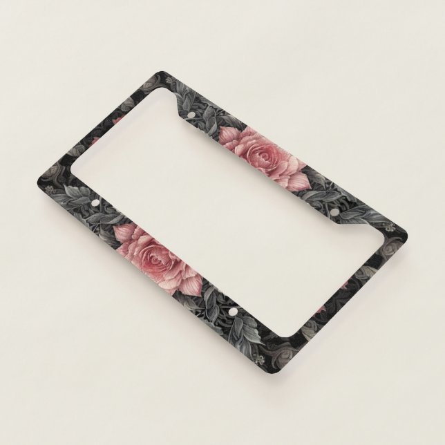 Classic Gothic Rose Fine Art Botanical Painting License Plate Frame (3/4)