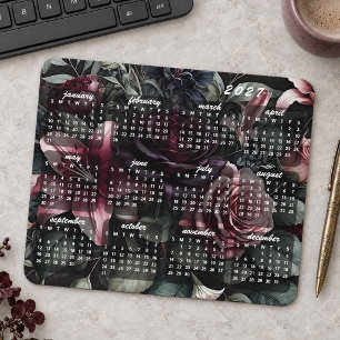 Classic Gothic Style Floral Bouquet 2027 Calendar Mouse Pad