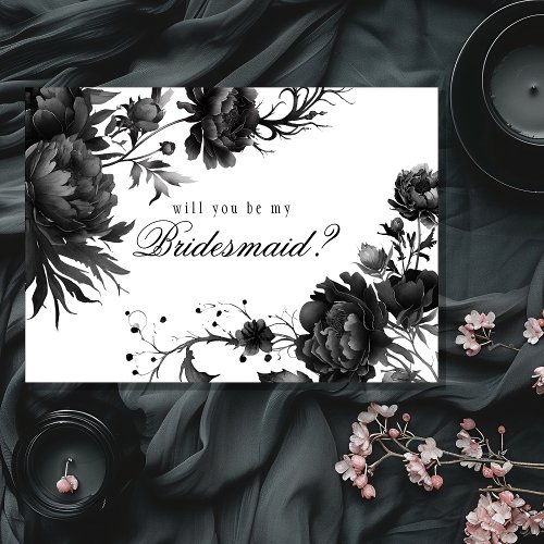 Classic Gothic White Bridesmaid Proposal Card