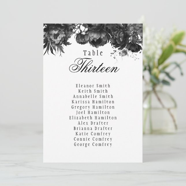 Classic Gothic White Hanging Seating Chart Card (Standing Front)