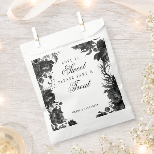 Classic Gothic White Love is Sweet Wedding Favor Bag