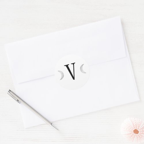 Classic Gothic White Monogram Moon Envelope Seal