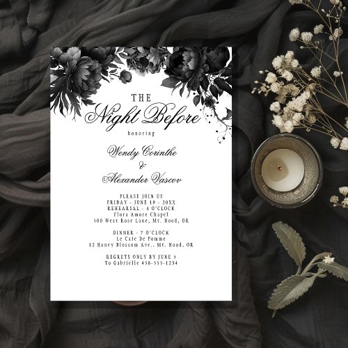 Classic Gothic White Night Before Rehearsal Dinner Invitation