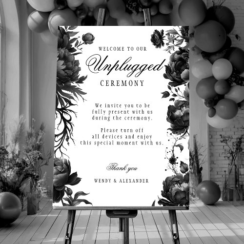 Classic Gothic White Unplugged Ceremony Sign