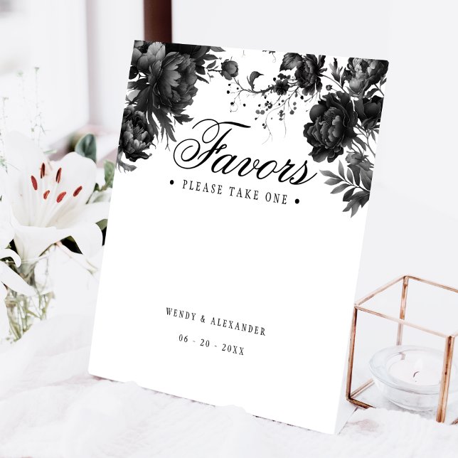 Classic Gothic White Wedding Favors Pedestal Sign (Creator Uploaded)
