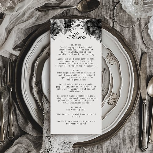 Classic Gothic White Wedding Flat Menu