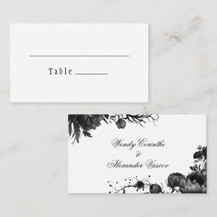 Classic Gothic White Wedding Flat Place Card