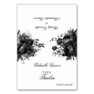 Classic Gothic White Wedding Foldable Place Card