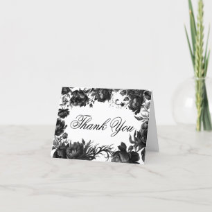 Classic Gothic White Wedding Folded Thank You Card