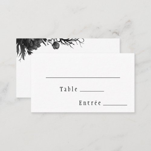 Classic Gothic White Wedding Menu Choice Flat Place Card