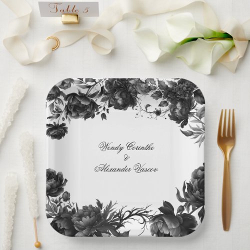 Classic Gothic White Wedding Paper Plates