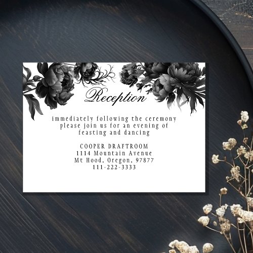 Classic Gothic White Wedding Reception Enclosure Card