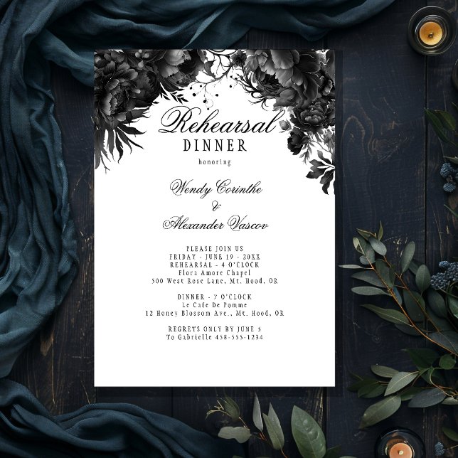 Classic Gothic White Wedding Rehearsal Dinner Invitation (Creator Uploaded)