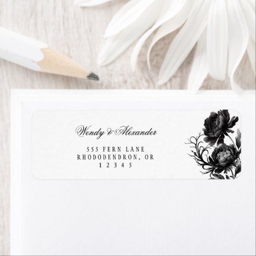 Classic Gothic White Wedding Return Address Label