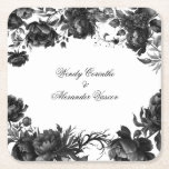 Classic Gothic White Wedding Square Paper Coaster<br><div class="desc">Introducing the timeless allure of our Classic Gothic White Wedding Square Paper Coaster design, where elegance meets the ethereal. An enchanting touch of dark romance adorned with intricate botanical motifs, featuring clean white backgrounds embellished with lush peonies and delicate roses that exude a moody sophistication perfect for your special day....</div>