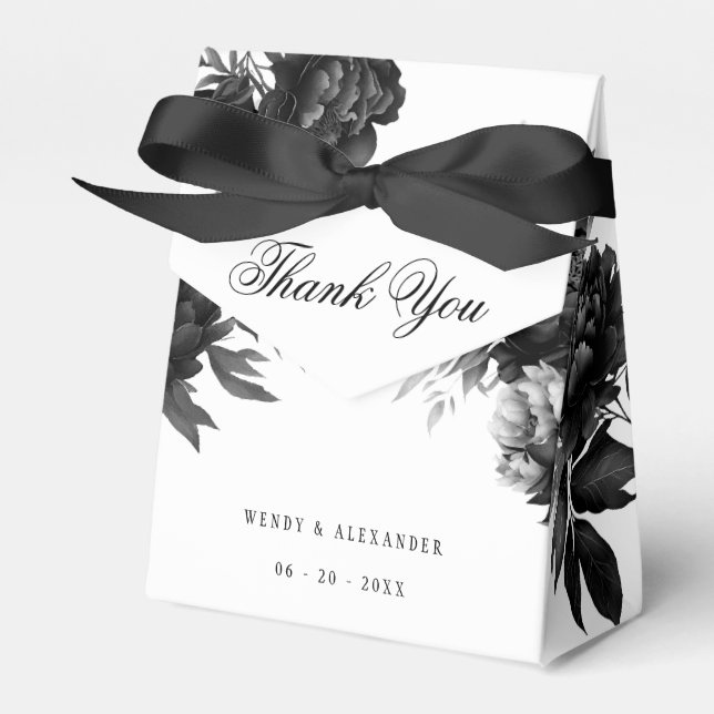 Classic Gothic White Wedding Thank You Favor Boxes (Front Side)