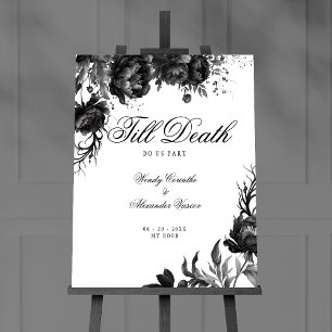 Classic Gothic White Wedding 'Till Death Welcome Foam Board