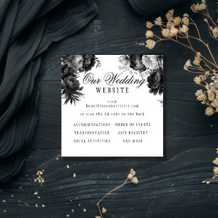 Classic Gothic White Wedding Website QR Code Enclosure Card