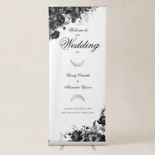 Classic Gothic White Wedding Welcome Retractable Banner
