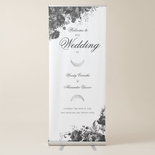 Classic Gothic White Wedding Welcome Retractable Banner