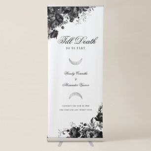 Classic Gothic White Wedding Welcome 'Till Death Retractable Banner