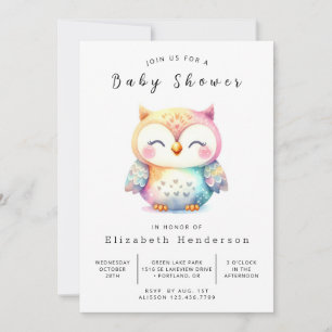 Classic Graceful Owl Baby Shower Invitation